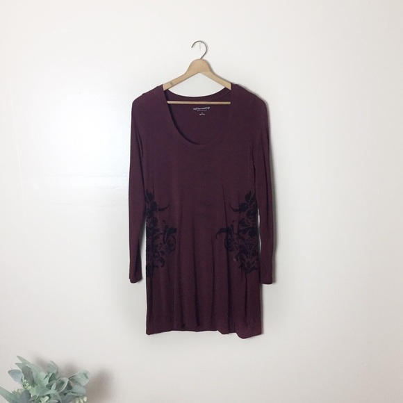 [Soft Surroundings] Maroon Velvet Detail Tunic Top - Picture 1 of 10